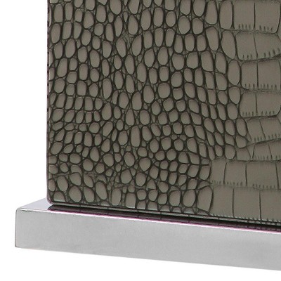Delia 21-inch Gray Faux Alligator Table Lamp with Silver Finish