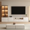 ATJafurn Media Console for TVs up to 85'', Modern Entertainment Center Living Room Cabinet Set Includes TV Stand Glass Display And Drawer Cabinet - 3 of 4