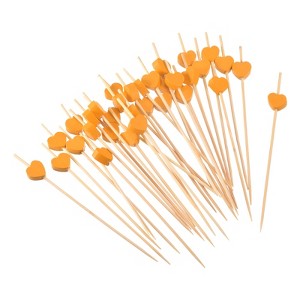 Unique Bargains Decorative Drinks Appetizer Bamboo Heart Cocktail Toothpicks 100 Pcs - 1 of 4