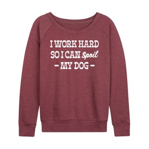 Women's - Instant Message - Spoil My Dog Lightweight French Terry Wide Neck Long Sleeve Graphic Shirt - 1 of 4