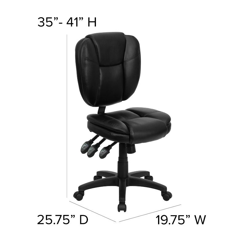 Emma and Oliver Mid-Back Multifunction Pillow Top Swivel Ergonomic Task Office Chair, 4 of 11