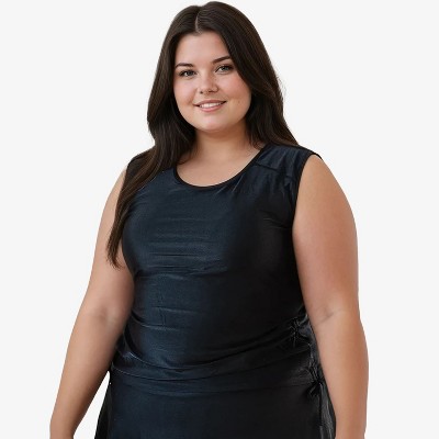 Calypsa Women's Plus Size Closed Back UPF 50+ Tankini Maya Swim Top