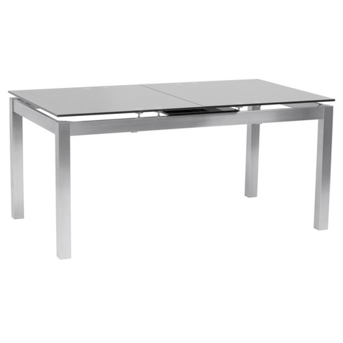 Stainless steel dining table on sale with glass top price