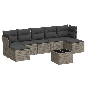 vidaXL Garden Sofa Set Gray PE rattan, powder-coated steel, tempered glass - 1 of 4