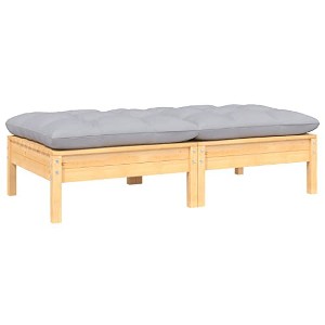 vidaXL Solid Pinewood 2-Seater Patio Sofa in Gray with Cushions - Versatile Modular Design for Customizable Outdoor Lounge Settings - 1 of 4