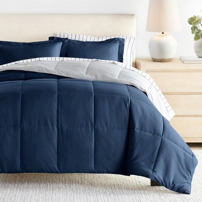7PC Bedding Bundle, Reversible Solid Comforter and Patterned Sheet Set - Becky Cameron