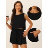 Allegra K Women's Casual Round Neck Sleeveless Top and Shorts with Elastic Waist Set - 2 of 4
