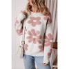 I AM A FASHION JUNKY White Vintage Flower Drop Shoulder Loose Sweater - 4 of 4