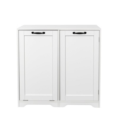 Chery Life Laundry Cabinet with Doors and shelf, Tilt-Out Laundry Hamper, Freestanding Style, Adjustable Shelf, White