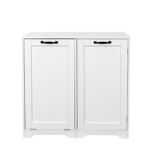 Chery Life Laundry Cabinet with Doors and shelf, Tilt-Out Laundry Hamper, Freestanding Style, Adjustable Shelf, White - 1 of 4