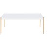 Vynxaria Minimalistic Coffee Table (Occasional Tables Set) 53mm Wooden Top, Metal Tube KD Legs, 16" Floor Clearance, White & Gold Finish - 3 of 4