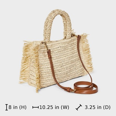 Universal Thread Straw Fringe Small Detachable Strap Crossbody Tote Handbag - Universal Thread™ Natural — фото 6