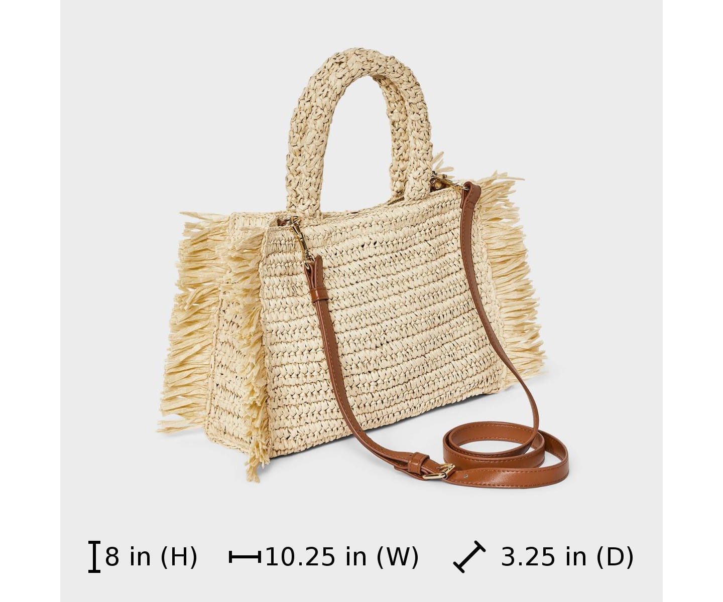 Сумка Universal Thread Straw Fringe Small Detachable Strap Crossbody Tote Handbag — фото 6