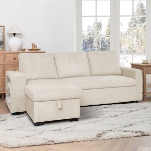 LugBug 87.8inch L Shaped Sleeper Sofa Couch ,Pull out Sofabed with Storage Chaise, USB Charging Ports & 2 Built-in Bookshelves for Living Room - 1 of 4