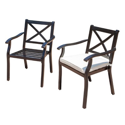 NicBex Outdoor Dining Chairs with X-Backrest and Upholstered Cushions for Patio,Garden,Set of 2,Black