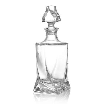 NutriChef Glass Liquor Decanter for Brandy, Wine, Whiskey or Vodka - Food Grade Safe - 750ml/25.36 oz