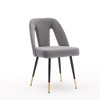 Akoasm Set of 2 Modern Velvet Upholstered Dining Chair with Nailheads and Gold Tipped Black Metal Legs For Dining Room & Kitchen-Gray - 4 of 4