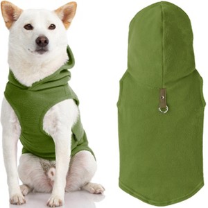 Gooby Fleece Vest Hoodie, Small Dog Pull Over Hooded Fleece Jacket with Leash Ring, Green, Small - 1 of 1