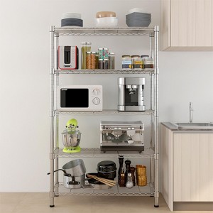 KTMBDW 5-Tier Metal Storage Rack, Shelving Unit with Frames, Dense Mesh for Entryway, Kitchen, Living Room, Bathroom, Industrial Style - 1 of 4