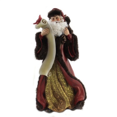 Christmas 13.25" Santa With List. Cardinals Dove  -  Decorative Figurines