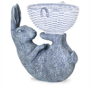 HomeRoots 7" Gray And White Polyresin Rabbit Statue Tabletop Sculpture - 1 of 4