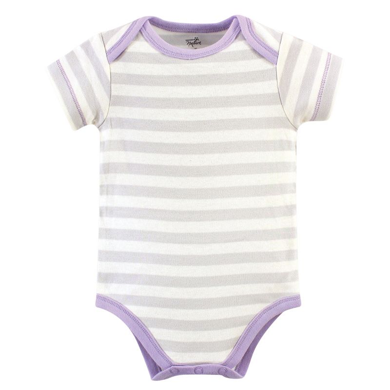 Touched by Nature Baby Girl Organic Cotton Bodysuits 5pk, Lavender, 4 of 8