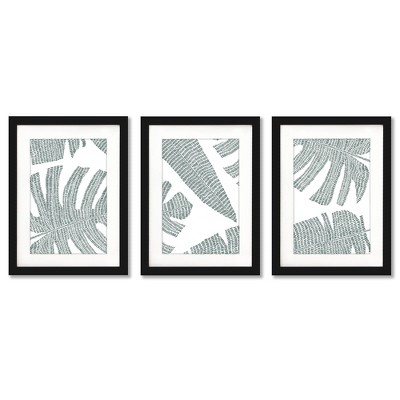 Americanflat Palm Leaf Sketch By Jetty Home - 3 Piece Gallery Framed ...
