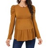 Maternity Shirts Women's Puff Long Sleeve Crew Neck Pleated Layering Flowy Ruffled Tops Summer Spring Casual Pregnancy Tops - 2 of 4