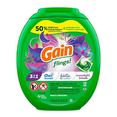 Gain flings! Liquid Laundry Detergent Pacs - Moonlight Breeze - 83oz/112ct