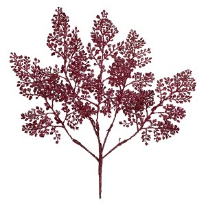 Northlight Glittered Leaves Artificial Christmas Spray - 18" - Deep Pink - 1 of 2