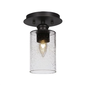 Toltec Lighting Edge 1 - Light Flush Mount in  Espresso with 4" Clear Bubble Shade - 1 of 1
