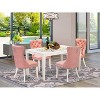 5-Piece Rectangular Linen White Finish Solid Wood Top-Upholstered Dining Room Set-Seats 4 - 2 of 4