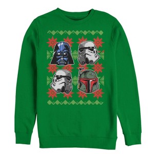 Men's Star Wars Ugly Christmas Empire Helmets Sweatshirt - 1 of 3