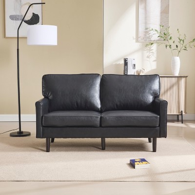 GDFStudio Phoenix Faux Leather Upholstered 49.21" Loveseat with Removable Pillow Cover