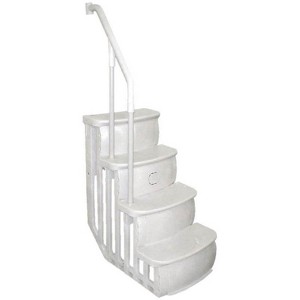 Main Access 200600T 24" Wide Heavy-Duty Resin Adjustable Above Ground Swimming Pool Smart Step Entry System with Handrail (No Ladder), Taupe - 1 of 4