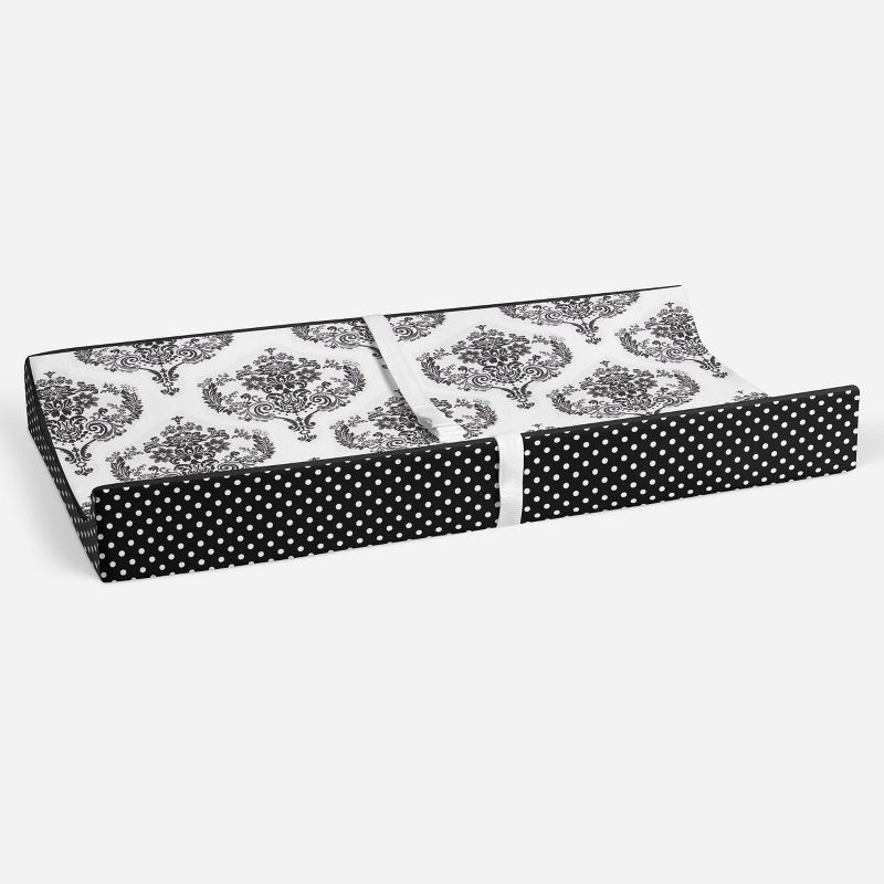 Bacati - Classic Damask White/Black changing Pad Cover, 5 of 11