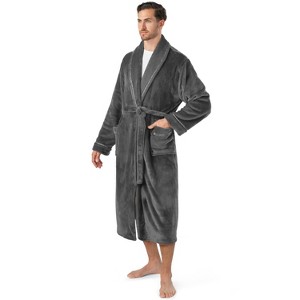 PAVILIA Mens Robe, Soft Bathrobe for Men, Fleece Warm Long Plush Microfiber Shawl Collar Pocket, Bath Shower Spa - 1 of 4