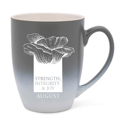 Elanze Designs Strength Integrity And Joy Two Toned Ombre Matte Gray and White 12 ounce Ceramic Stoneware Coffee Cup Mug