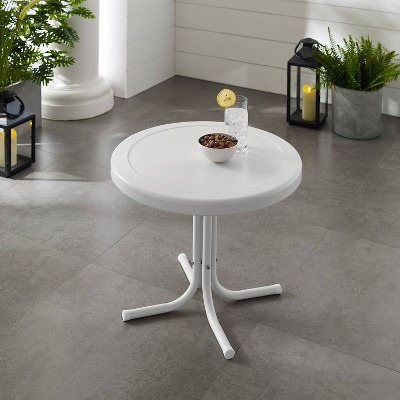 Red Round Metal Outdoor Patio Side Table