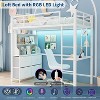Loft Bed Twin Size with Desk, 4 Large Fabric Drawers and 2 Storage Shelves, Heavy Duty Metal Loft Bed with LED Lights & Charging Sation - 4 of 4
