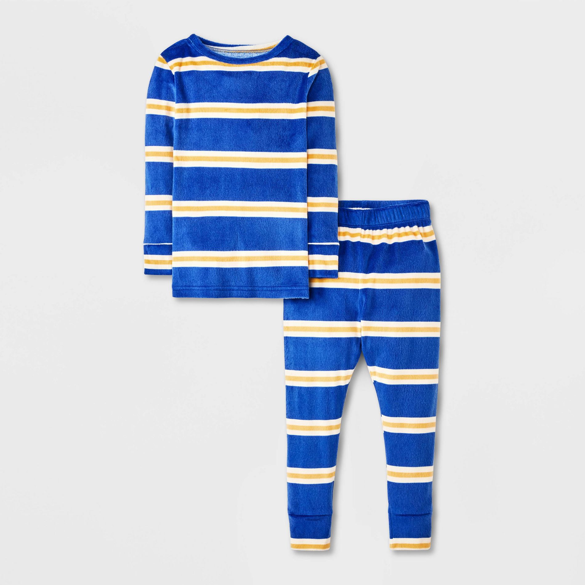 Toddler Boys' 2pc Snuggly Soft Snug Fit Pajama Set - Cat & Jack™ Blue/Yellow 18M