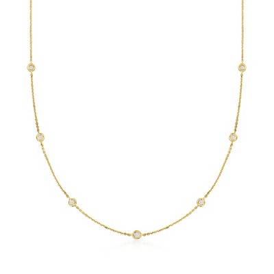 Pure Collection by Ross-Simons 0.20 ct. t.w. Diamond Station Necklace in 14kt Yellow Gold