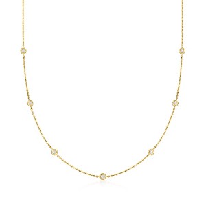 Pure Collection by Ross-Simons 0.20 ct. t.w. Diamond Station Necklace in 14kt Yellow Gold - 1 of 4
