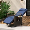 Costway 1/2 PCS Patio Wicker Recliner Chair with Adjustable Backrest Footrest Flip Side Table Navy - 4 of 4