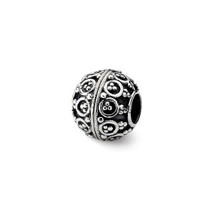Black Bow Jewelry Sterling Silver Antiqued Artisan Round Bead Charm - 1 of 2