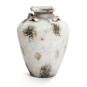 LuxenHome Distressed Off-White with Brown Milk Jug 16.1-Inch Tall MgO Vase Multicolored - 1 of 4