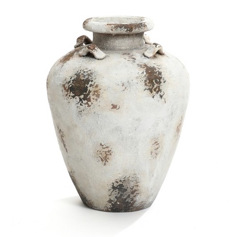 LuxenHome Distressed Off-White with Brown Milk Jug 16.1-Inch Tall MgO Vase Multicolored - image 1 of 4