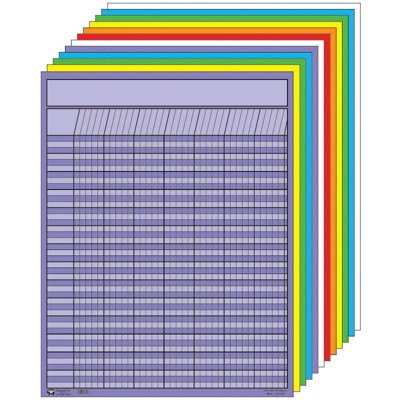 Creative Shapes Etc Large Vertical Incentive Chart Set, 22 x 28 Inches, Assorted Color, set of 12