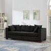 84.5'' Velvet Upholstered 3-Seater Sofa with Square Arms and Nailhead Trim, Hidden Storage - 2 of 4