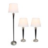 Elegant Designs 3pk Malbec Lamp Set (2 Table Lamps and 1 Floor Lamp) Black: Modern Cotton Shade, UL Listed, 1-Way Switch - 2 of 4